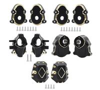 IVLAZLRG Black Coated Brass Skid Plate Steering Knuckle Set Compatible With 1 18 Scale RC Crawler Models Front Rear Outer Portal Diff Covers Fits Ascent 18 And Similar Vehicles(Set 4)