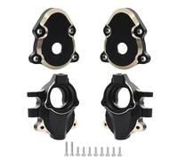 IVLAZLRG Black Coated Brass Skid Plate Steering Knuckle Set Compatible With 1 18 Scale RC Crawler Models Front Rear Outer Portal Diff Covers Fits Ascent 18 And Similar Vehicles(Set 1 Front)