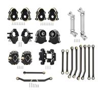 IVLAZLRG Black Coated Brass Skid Plate Steering Knuckle Set Compatible With 1 18 Scale RC Crawler Models Front Rear Outer Portal Diff Covers Fits Ascent 18 And Similar Vehicles(Set 7)