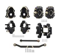 IVLAZLRG Black Coated Brass Skid Plate Steering Knuckle Set Compatible With 1 18 Scale RC Crawler Models Front Rear Outer Portal Diff Covers Fits Ascent 18 And Similar Vehicles(5 IN 1)