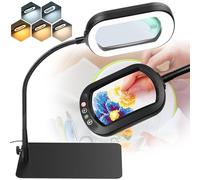 IVMAIE 10X LED Magnifying Glass with Light and Stand, Rectangular Glass Lens, Flexible Gooseneck, USB Rechargeable, Perfect for Close Work, Craft, Read, Sewing, Repair