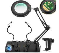 IVMAIE Helping Hands Soldering Station, 10X Magnifying Glass with light, 4 Magnetic PCB Holder Arms, 4 Magnetic Pillars Magnifier, Third Hand Soldering Tool for Soldering Jewelry Hobby Craft