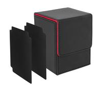 IVODEELA Card Deck Box with Two Dividers,Premium Game Deck Storage Box Fits 100 Single Sleeved Cards,Case Compatible with MTG,TCG,Yugioh,Magic,Commander,Black Red
