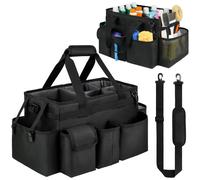 IVODEELA Cleaning Caddy Bag, Large Cleaning Caddy Organiser with Handle for Cleaning Supplies, Cleaning Supply Tote for Cleaners Housekeepers, Black