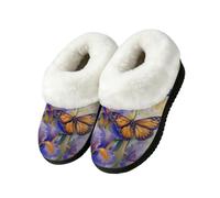 Ivolege Butterfly With Iris Flower House Slippers for Women