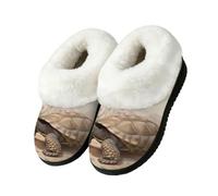 Ivolege Desert Tortoise Flowers House Slippers for Women | Fluffy Slippers - Non Slip & Closed Back Memory Foam Slippers, Machine Washable Comfy Slippers for Indoor Outdoor