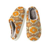 Ivolege Home Slippers, Orange Boho Mandala Womens Slippers | Memory Foam Slip On Slipper Cozy Warm Comfy Non Slip House Shoes Bedroom Shoe