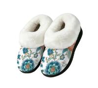 Ivolege Teal & Coral Floral House Slippers for Women
