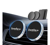ivoler 2-Pack Car Phone Mount, Magnetic Phone Holder for Car Air Vent, Compatible with Smartphones, with 4 Metal Plates - Silver