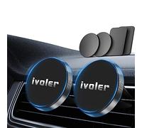 ivoler 2-Pack Car Phone Mount, Magnetic Phone Holder for Car Air Vent, Compatible with Smartphones, with 4 Metal Plates - Black