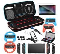 ivoler 21-in-1 Accessories Bundle Kits for Nintendo Switch 2 - Includes Charging Carrying Case, Protective Case, Screen Protectors, Steering Wheels, Game Stand,Joycon Controller Grips,Game Card Case