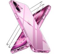 ivoler 3 in 1 Camera Cover for iPhone 16 6.1-Inch Case, 2 Pack Tempered Glass Screen Protector, Slim Soft TPU Shockproof Anti-Scratch Silicone - Clear