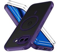 ivoler 3-in-1 Magnetic Case for Google Pixel 10a with 2 Pack Screen Protector, Military-Grade Protection, Shockproof Cover, Translucent-Dark Purple