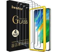 ivoler 4 Pack Screen Protector Compatible with Samsung Galaxy S21 FE 4G / 5G (NOT for Samsung Galaxy S21) Tempered Glass Film with Easy Installation Frame, 9H Hardness, Anti-Scratch, Bubble Free