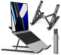 Ivoler Adjustable Laptop Riser - Aluminum Ergonomic Foldable Portable Tablet Holder Desk Stand for MacBook, Lenovo, Dell, HP, More 10-15.6” Laptops - Black