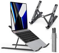 Ivoler Adjustable Laptop Riser - Aluminum Ergonomic Foldable Portable Tablet Holder Desk Stand for MacBook, Lenovo, Dell, HP, More 10-15.6” Laptops - Black