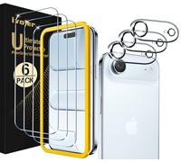 ivoler Alignment Aid Screen Protector for iPhone Air, 3 Tempered Glass Film and 3 Camera Lens Protectors with 1 Installation Alignment Aid, 30-second installation,Bubble-Free, HD Clear, 6.1-Inch