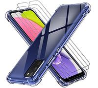 ivoler Clear Case for Samsung Galaxy A03S with 3 Pieces Tempered Glass Screen Protector, Thin Soft TPU Silicone Transparent Shockproof Protective Case Transparent Scratch-Resistant Mobile Phone Case