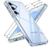 ivoler Clear Case for Samsung Galaxy S25 5G with 2 Pieces Tempered Glass, [Anti-Yellow] [Military Protection] [Camera Protection] Transparent Protective Case Shockproof Anti-Scratch Cover
