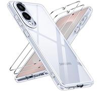 ivoler Clear Case for Samsung Galaxy S25 Edge with 2 Pieces Tempered Glass, [Anti-Yellow] [Military Protection] [Camera Protection] Transparent Protective Case Shockproof Anti-Scratch Cover