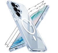 ivoler Clear Magnetic Case for Samsung Galaxy S26 Ultra 5G, 1 Phone Case with 2-Pack Tempered Glass Screen Protectors, [Military Grade Protection] Shockproof Transparent Slim Case -Blue