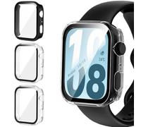 ivoler Pack of 3 Hard PC Case with Glass Screen Protector for Honor Watch X5i, Full Coverage, Shockproof Protective Case, Thin, HD, Clear, Scratch-Resistant Bumper Protective Case, 2 Transparent + 1