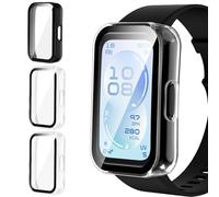 ivoler Pack of 3 Hard PC Case with Glass Screen Protector for Huawei Band 11, Full Coverage, Shockproof Protective Case, Thin, HD, Clear, Scratch-Resistant Bumper Protective Case, 2 Transparent + 1