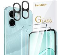 ivoler Protective Glass for Oppo A6x / A6k 4G / 5G, Pack of 2 Screen Protectors with 2 Camera Protection, 9H Hardness, HD Clear, Anti-Scratch, Anti-Bubble