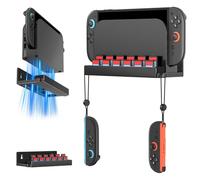 ivoler Wall Mount for Nintendo Switch 2 2025 Model, Metal Wall Mount Kit Shelf Accessories with 12 Game Card Holders and 2 Joy Con Brackets, Safely Store Switch 2 Near or Behind TV, Black