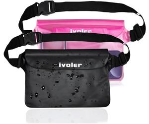 ivoler Waterproof Pouch Bag, 2 Pack Universal Waterproof Case Dry Bag for Beach,Swim,Boating,Kayaking,Hiking,Protects iPhone Phone, Camera, Cash, Document from Water, Sand, Snow.(Black+Rose)