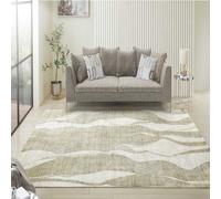 Ivory Abstract Wool Luxurious Modern Easy To Clean Abstract Dining Room Bedroom And Living Room Rug -244Cm X 305Cm