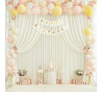 Ivory Backdrop Curtains for Wedding Parties, 4 Packs Ivory Backdrop Drapes Wrinkle Free Polyester Wedding Backdrop for Baby Shower Birthday Photo Home Party