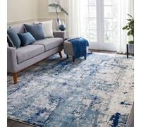 Ivory Blue Abstract Luxurious Modern Easy To Clean Rug For Dining Room Bed Room And Living Room-66 X 229Cm (Runner)