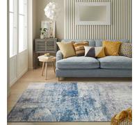 Ivory Blue Abstract Polyester Modern Soft Bedroom, Livingroom Rug - 120Cm X 180Cm