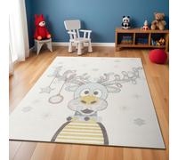 Ivory Blue Modern Shaggy Rug, Animal Pictorial Easy to Clean Rug The Rug Shop UK Ivory 160cm x 210cm