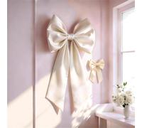 Ivory Bow Decor 2 Pack,Large & Small Coquette Room Backdrop Wall Decor for Valentine's Day Bachelorette Bridal Shower Wedding Birthday Christmas Decorations