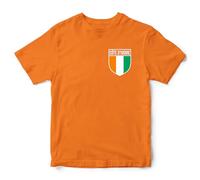 Ivory Coast Badge Kids T Shirt Football Africa Nation Supporters Soccer Boy Girl Tee, 9-11 Years, Orange