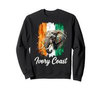 Ivory Coast Elephant and National Flag Watercolor Splash Art Sweatshirt