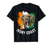 Ivory Coast Elephant Head and National Flag Brushstroke T-Shirt