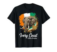 Ivory Coast Elephant Head with National Flag and Country Map T-Shirt