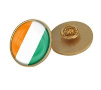 Ivory Coast Flag Brooch - Personalized Crystal Flag Shape Print Pin Flag Badge,Lapel Pins Patriotic Clothes Scarf Bag Hat Accessories For Women Men Round