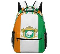 Ivory Coast Flag National Emblem Unisex Backpack Large Capacity Daypack with Side Pockets for Travel Picnic