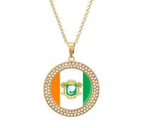 Ivory Coast Flag National Emblem Women's Necklaces Round Crystal Pendant Jewelry Party Wedding