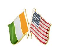 Ivory Coast & United States Crossed Flags Enamel Pin - 2.5x1.9cm Friendship Lapel Badge | International Flag Brooch for Jacket, Hat, or Bag | Côte d’Ivoire & USA Unity Gift