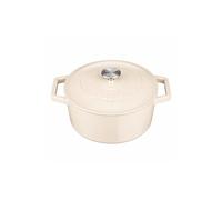 Cooks Professional 20cm Cast Iron Casserole Dish 2.8L with Lid & Handles | Colourful Modern Design Enamelled Cooking Pan Pot | Suitable For All Hobs Inc Induction | Oven & Grill Safe | Ivory