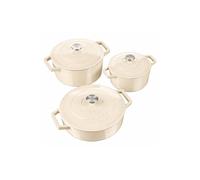 (Ivory) Cooks Professional Set of 3 Cast Iron Casserole | 20cm, 26cm and 28cm