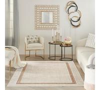 Ivory Cream Bordered-Plain Polyester Modern Soft Bedroom, Livingroom Rug - 274Cm X 366Cm