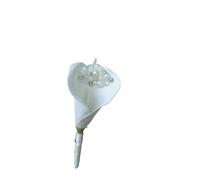 Ivory Crystal Wedding Bouquet, Bling Calla Lily Bouquet With Pearls, Elegant Flower Bridal Bouquet(WhiteSingle beam)