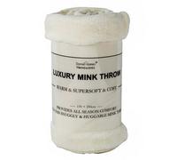 (Ivory, Double) Soft Mink Throw Over Bed Faux Cuddle Luxury Fur Fleece Bedding Sofa Warm Blanket