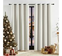 Ivory Full Blackout Linen Curtains 54 Inch Long for Bedroom Living Room Thermal Insulated Noise Reducing Window Drapes for Nursery Linen Textured Room Darkening Curtains Grommet Top 52" Wide